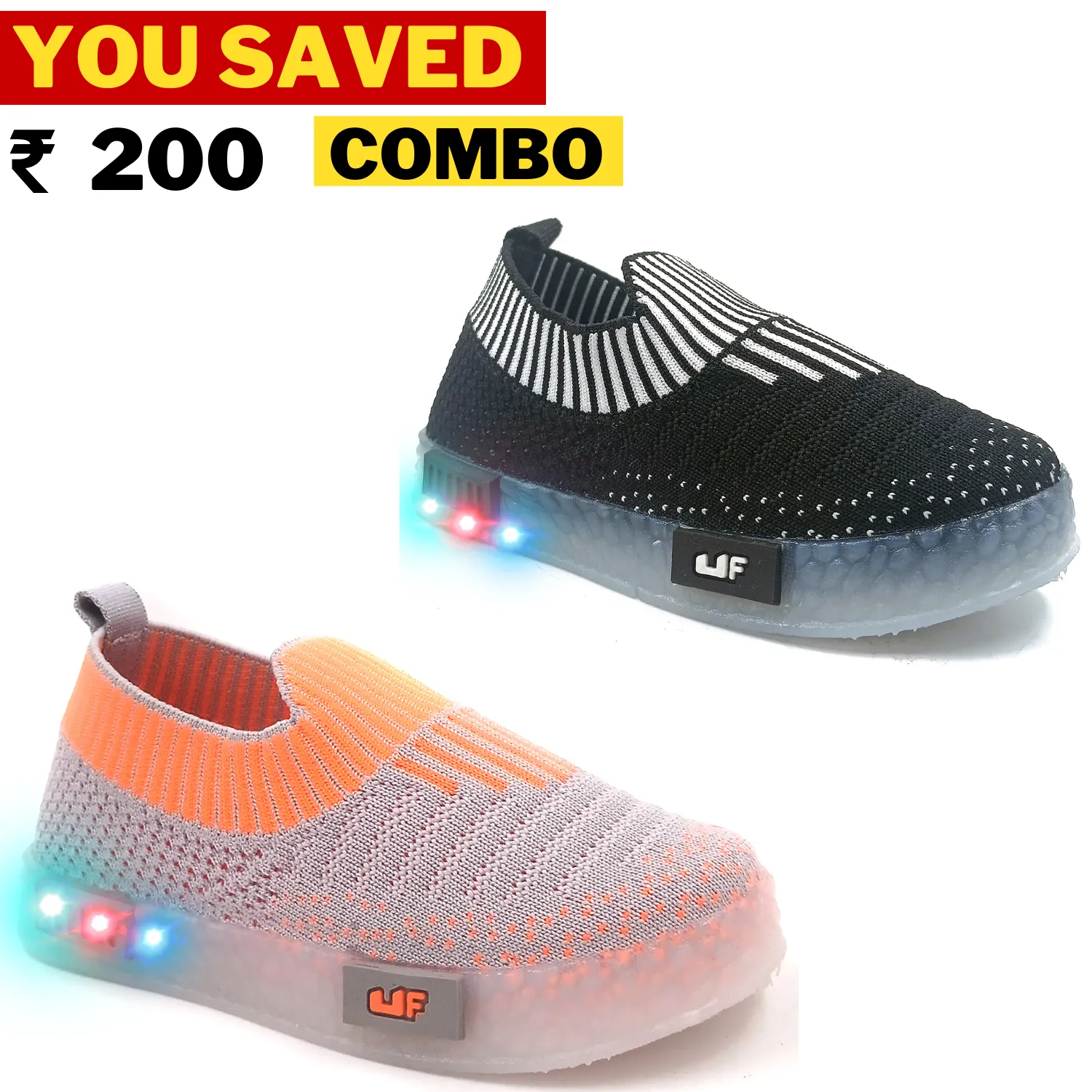 URBANFEET  BREATHABLE SLIP-ON SHOES WITH LED LIGHTS