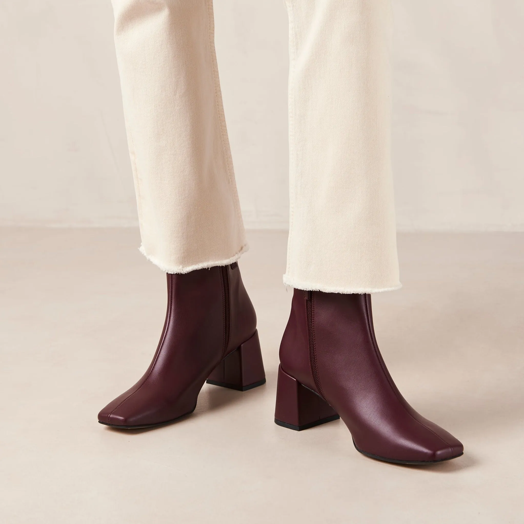 Watercolor Beet Vegan Leather Ankle Boots