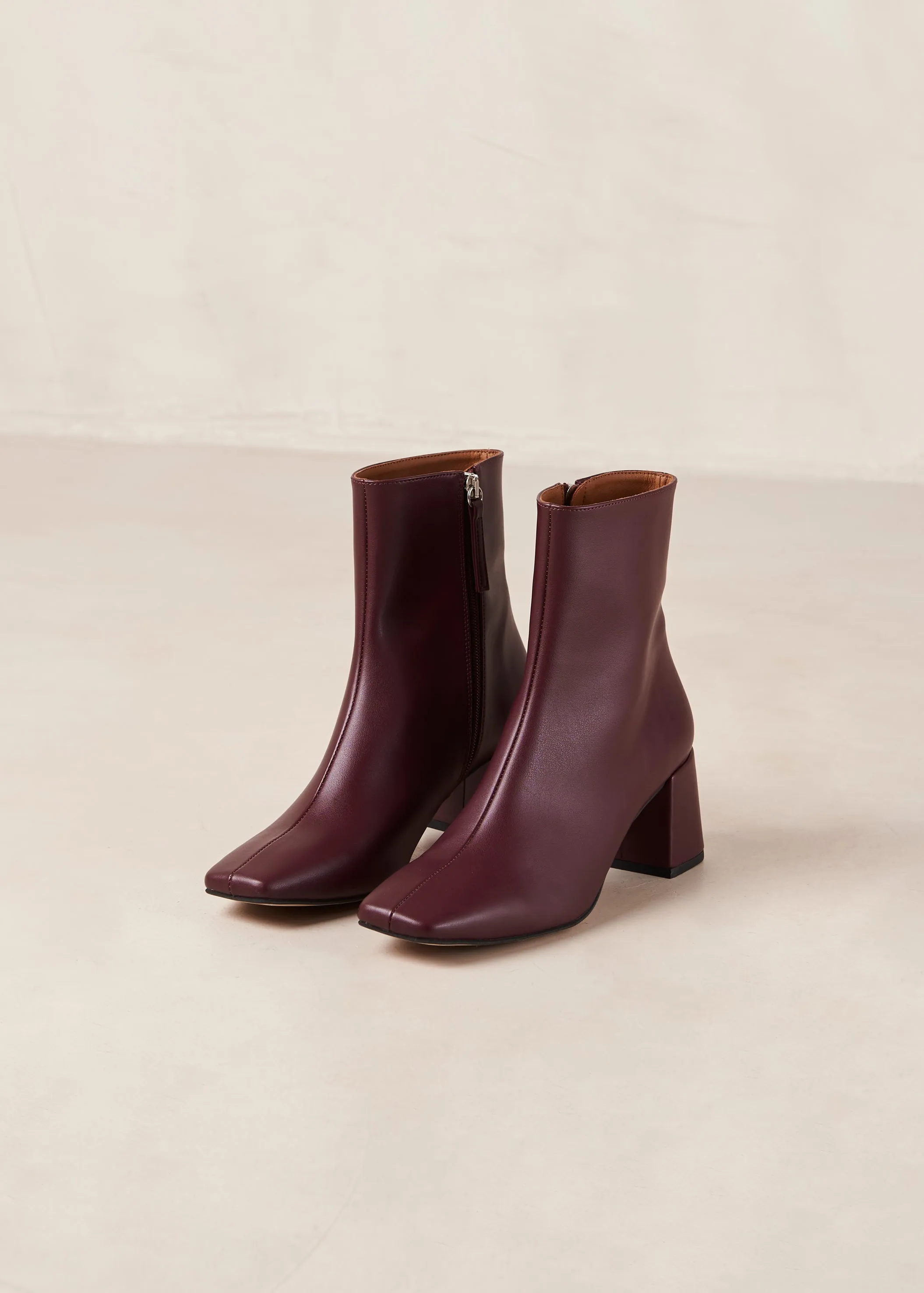 Watercolor Beet Vegan Leather Ankle Boots