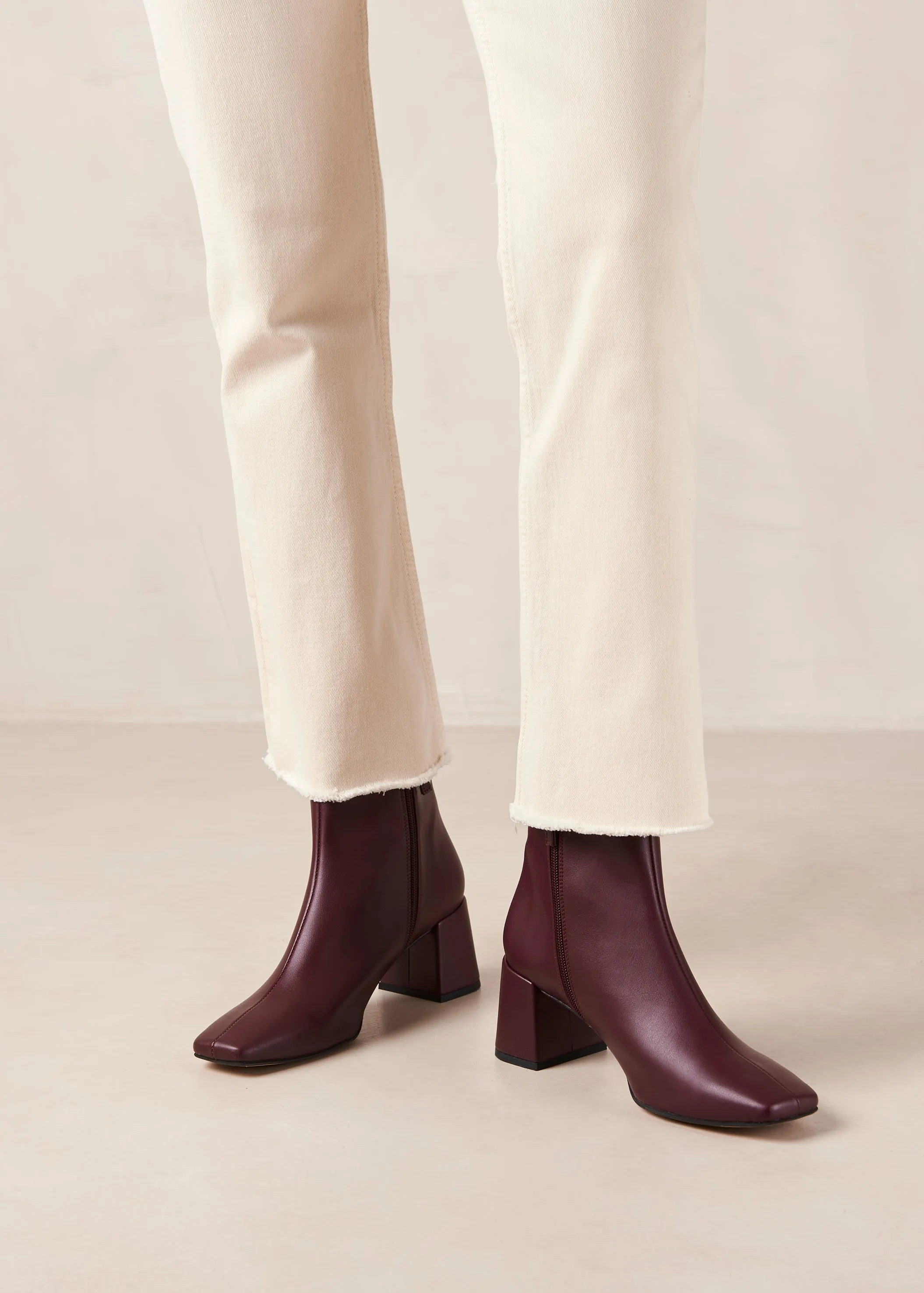 Watercolor Beet Vegan Leather Ankle Boots