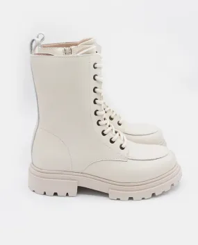 Wood White Military Boots