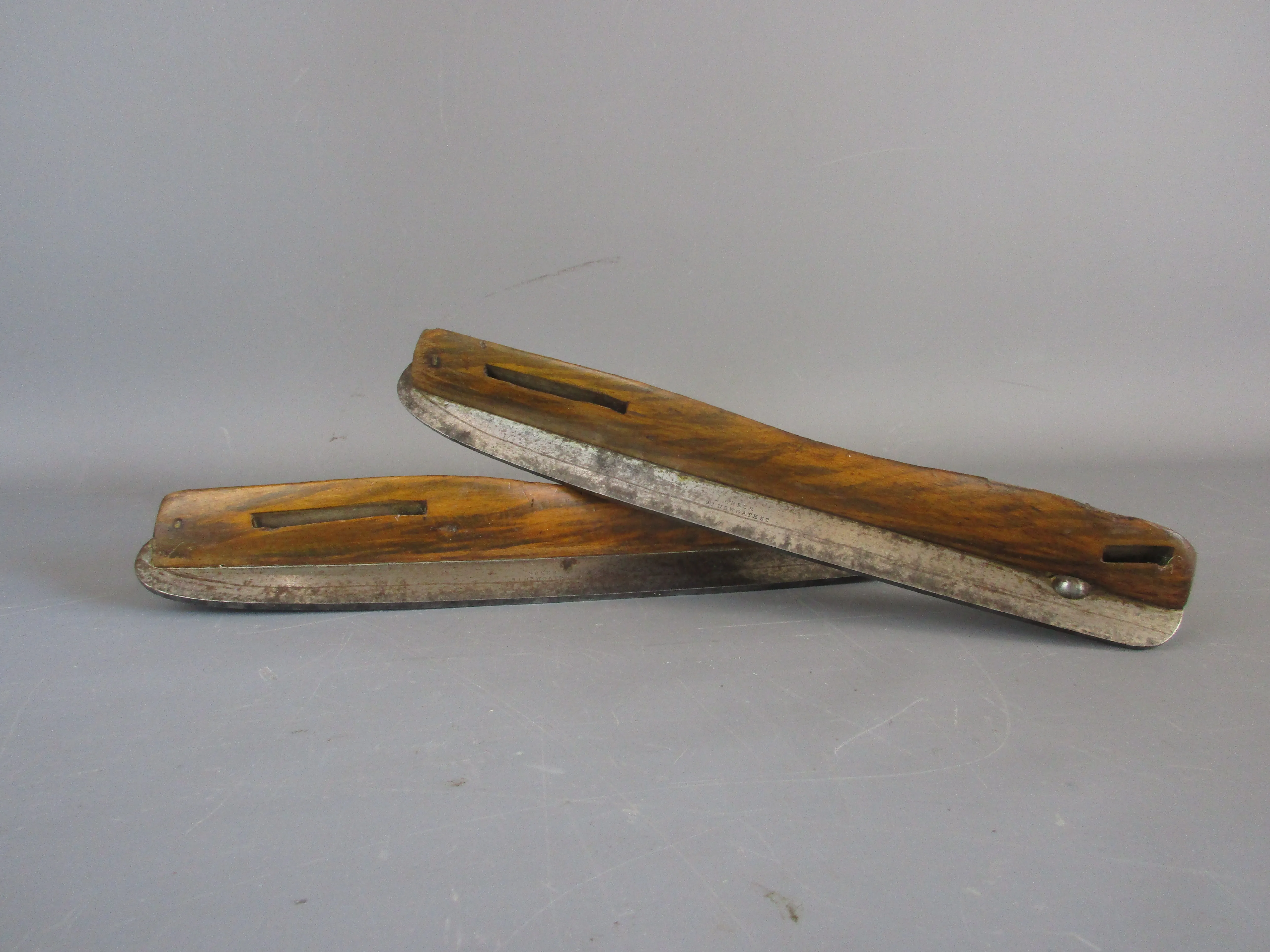 Wooden Ice Skates Skating Blades Antique Victorian